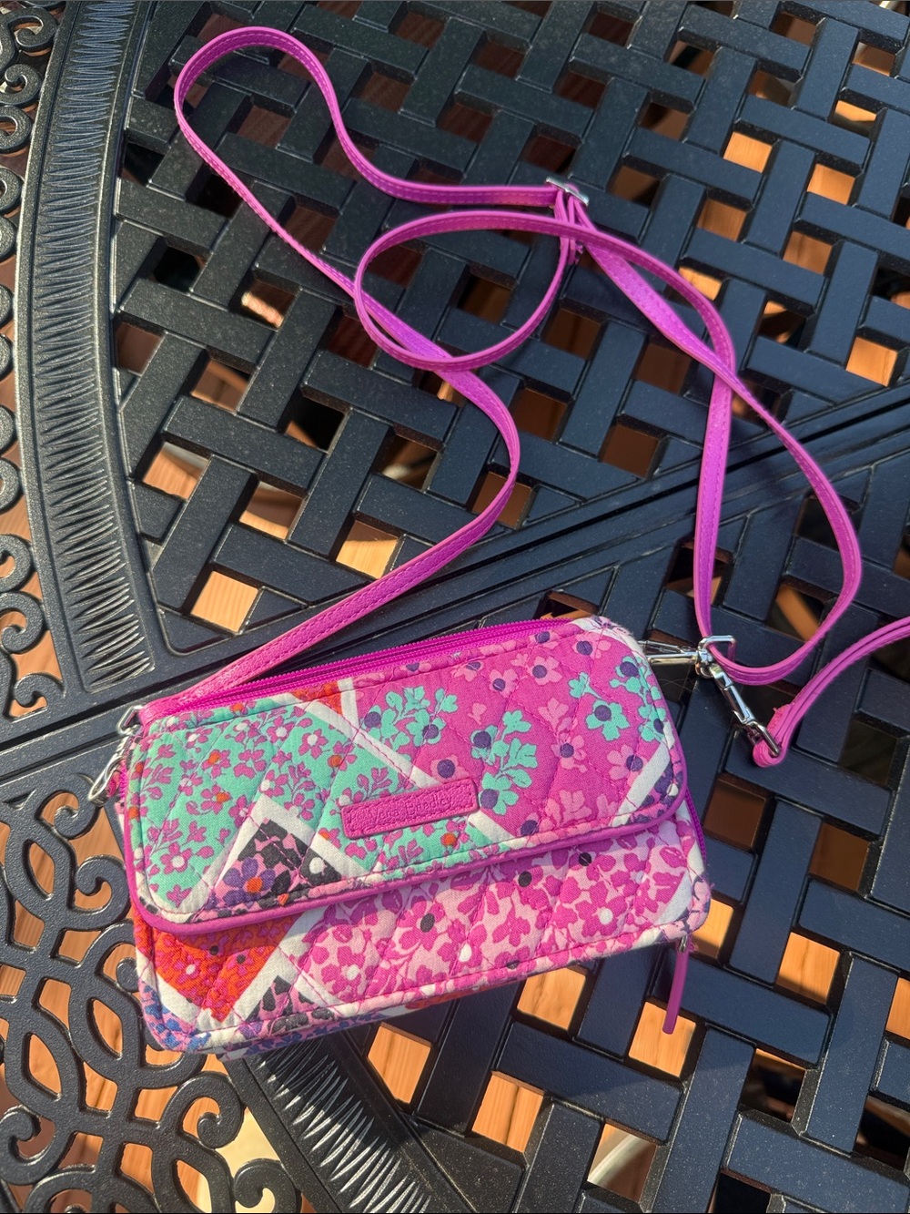 Vera Bradley Pink Multi Quilted Floral Crossbody Wristlet